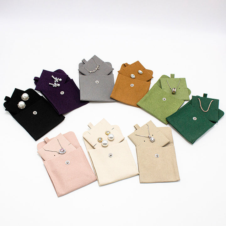 100pcs Custom Microfiber Jewelry Pouch with Pad 3x3" (8x8cm) – Luxury Logo Printed Gift Bag with Button for Earrings & Necklaces, Wholesale