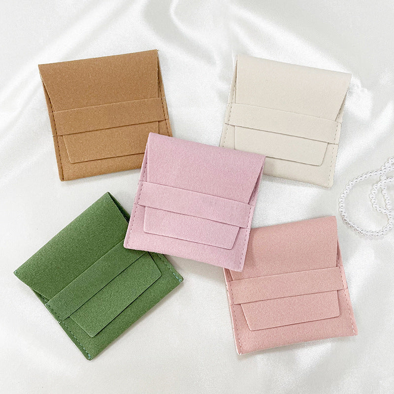 100pcs Custom Microfiber Jewelry Tuck-In Pouch with Insert Card 3x3" (8x8cm) – Luxury Deboss Logo Gift Bag for Earrings & Necklaces, Wholesale