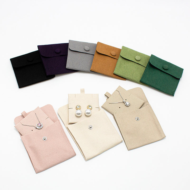 100pcs Custom Microfiber Jewelry Pouch with Pad 3x3" (8x8cm) – Luxury Logo Printed Gift Bag with Button for Earrings & Necklaces, Wholesale