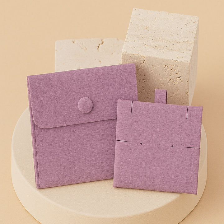 100pcs Custom Microfiber Jewelry Pouch with Pad 3x3" (8x8cm) – Luxury Logo Printed Gift Bag with Button for Earrings & Necklaces, Wholesale