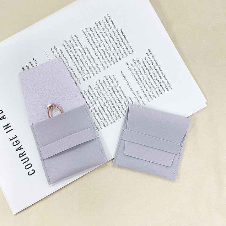 100pcs Custom Microfiber Jewelry Tuck-In Pouch with Insert Card 3x3" (8x8cm) – Luxury Deboss Logo Gift Bag for Earrings & Necklaces, Wholesale