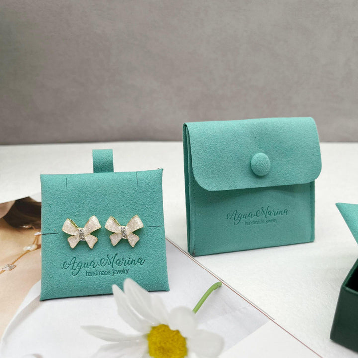 100pcs 3×3" (8×8 cm) Custom Logo Microfiber Jewelry Pouches – Luxury Gift Pouches with Pad & Button, for Earrings, Necklaces & Rings