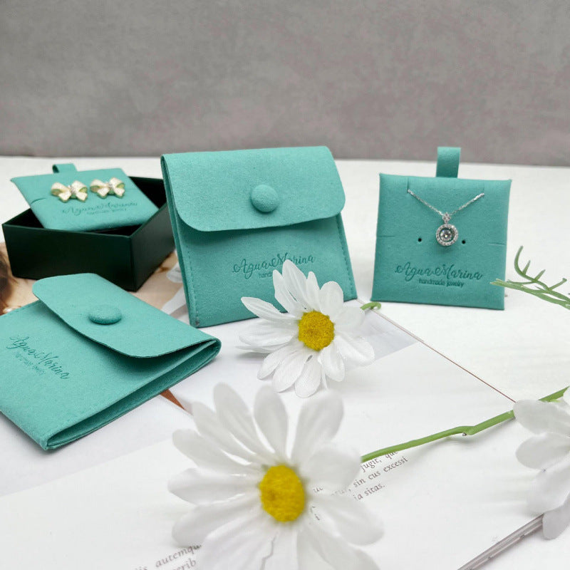 100pcs 3×3" (8×8 cm) Custom Logo Microfiber Jewelry Pouches – Luxury Gift Pouches with Pad & Button, for Earrings, Necklaces & Rings