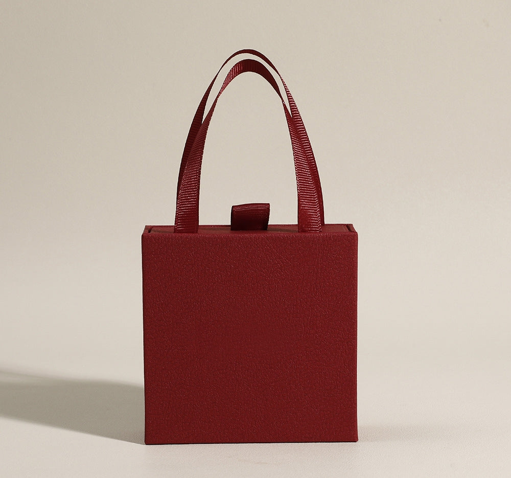 100pcs Custom Handheld Jewelry Boxes with Ribbon Handle – Sliding Drawer Paper Boxes for Jewelry, Wholesale, 3.54 × 3.54 in