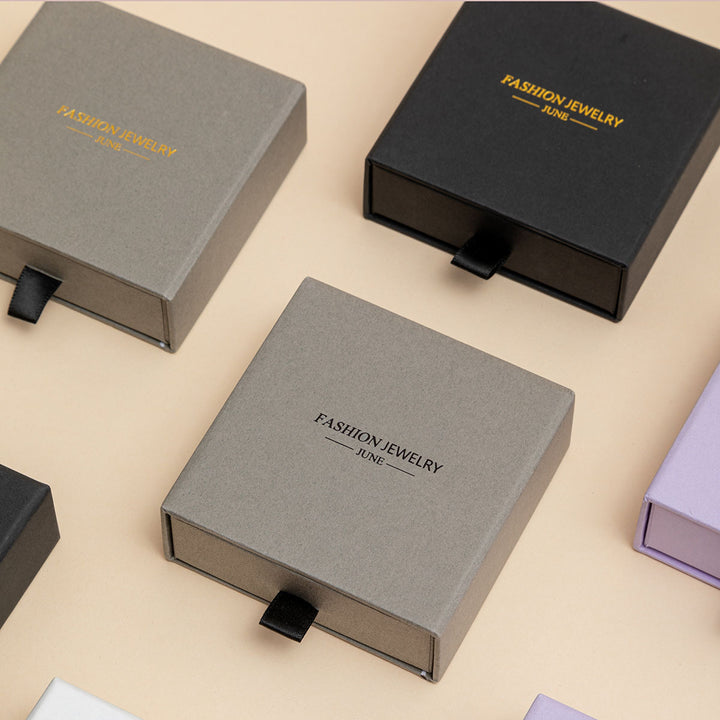 100Pcs Custom Sliding Paper Drawer Jewelry Box Packaging with Logo Printed – Gift Boxes for Necklaces, Earrings, Bracelets & Rings, 3.54×3.54 in / 9×9 cm