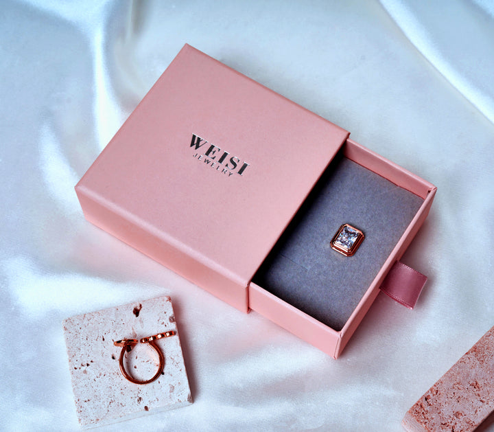 100pcs Custom Sliding Paper Drawer Jewelry Boxes – Gift Boxes with Custom Logo for Necklaces, Earrings, Bracelets & Rings, 3.54×3.54 in / 9×9 cm