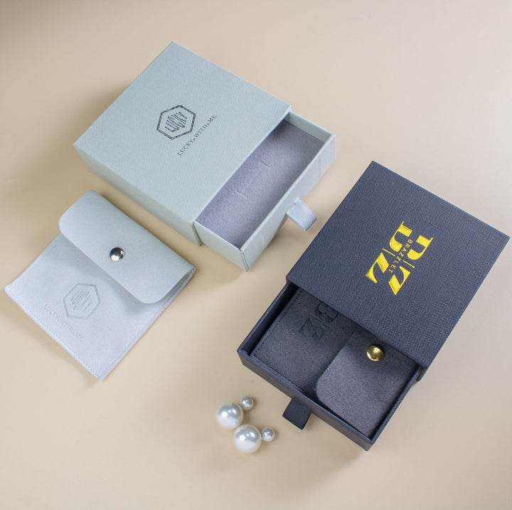100Pcs Custom Sliding Paper Drawer Jewelry Box Packaging with Logo Printed – Gift Boxes for Necklaces, Earrings, Bracelets & Rings, 3.54×3.54 in / 9×9 cm