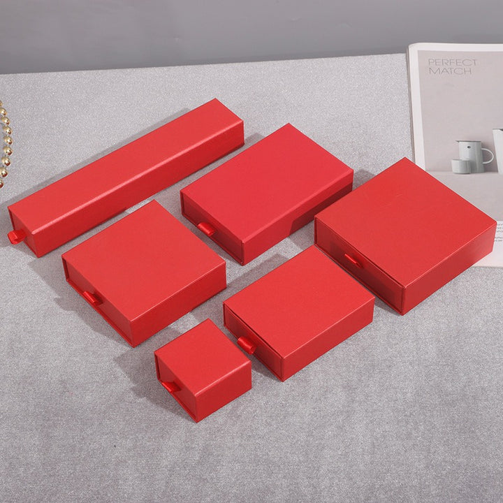 100Pcs Wholesale Custom Paper Drawer Jewelry Packaging Boxes – Custom Dimensions, Multiple Sizes, Logo Printed, Perfect for Necklaces, Earrings, Bracelets & Rings