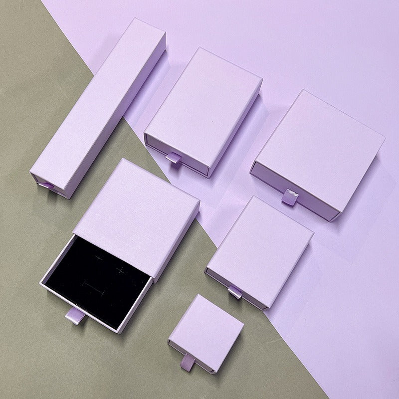 100Pcs Wholesale Custom Paper Drawer Jewelry Packaging Boxes – Custom Dimensions, Multiple Sizes, Logo Printed, Perfect for Necklaces, Earrings, Bracelets & Rings