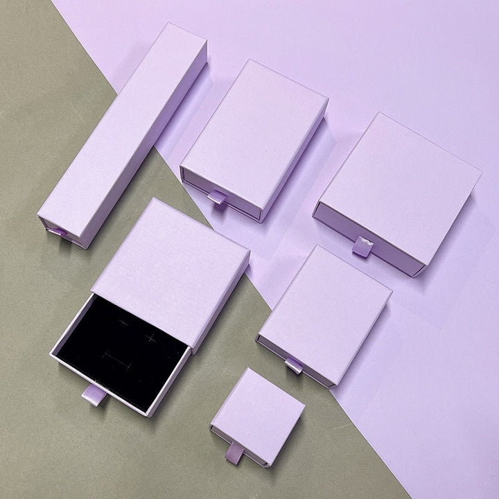 100Pcs Wholesale Custom Paper Drawer Jewelry Packaging Boxes – Custom Dimensions, Multiple Sizes, Logo Printed, Perfect for Necklaces, Earrings, Bracelets & Rings