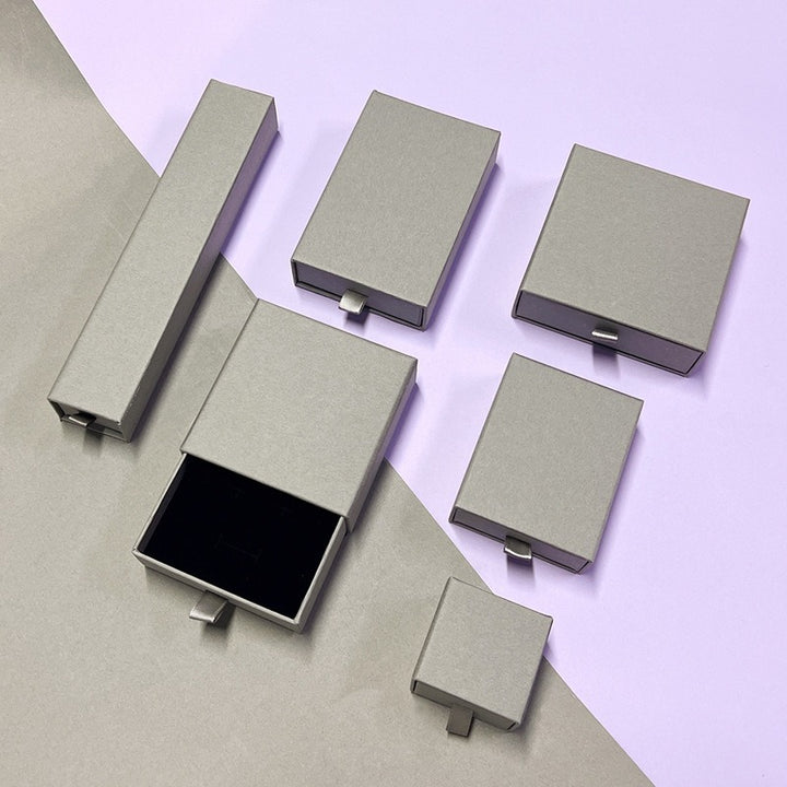 100Pcs Wholesale Custom Paper Drawer Jewelry Packaging Boxes – Custom Dimensions, Multiple Sizes, Logo Printed, Perfect for Necklaces, Earrings, Bracelets & Rings