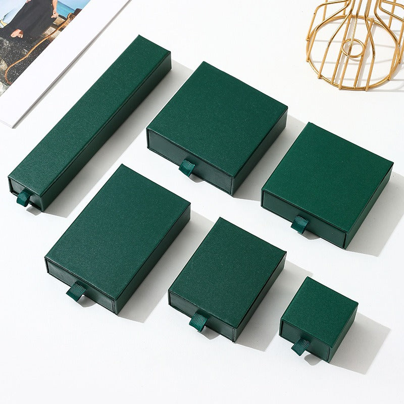 100Pcs Wholesale Custom Paper Drawer Jewelry Packaging Boxes – Custom Dimensions, Multiple Sizes, Logo Printed, Perfect for Necklaces, Earrings, Bracelets & Rings