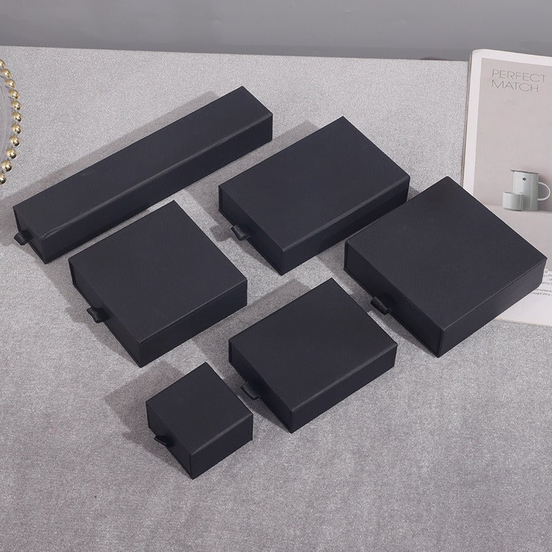 100Pcs Wholesale Custom Paper Drawer Jewelry Packaging Boxes – Custom Dimensions, Multiple Sizes, Logo Printed, Perfect for Necklaces, Earrings, Bracelets & Rings