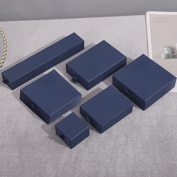 100Pcs Wholesale Custom Paper Drawer Jewelry Packaging Boxes – Custom Dimensions, Multiple Sizes, Logo Printed, Perfect for Necklaces, Earrings, Bracelets & Rings
