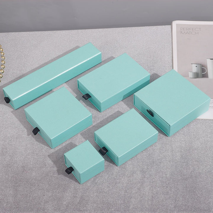 100Pcs Wholesale Custom Paper Drawer Jewelry Packaging Boxes – Custom Dimensions, Multiple Sizes, Logo Printed, Perfect for Necklaces, Earrings, Bracelets & Rings