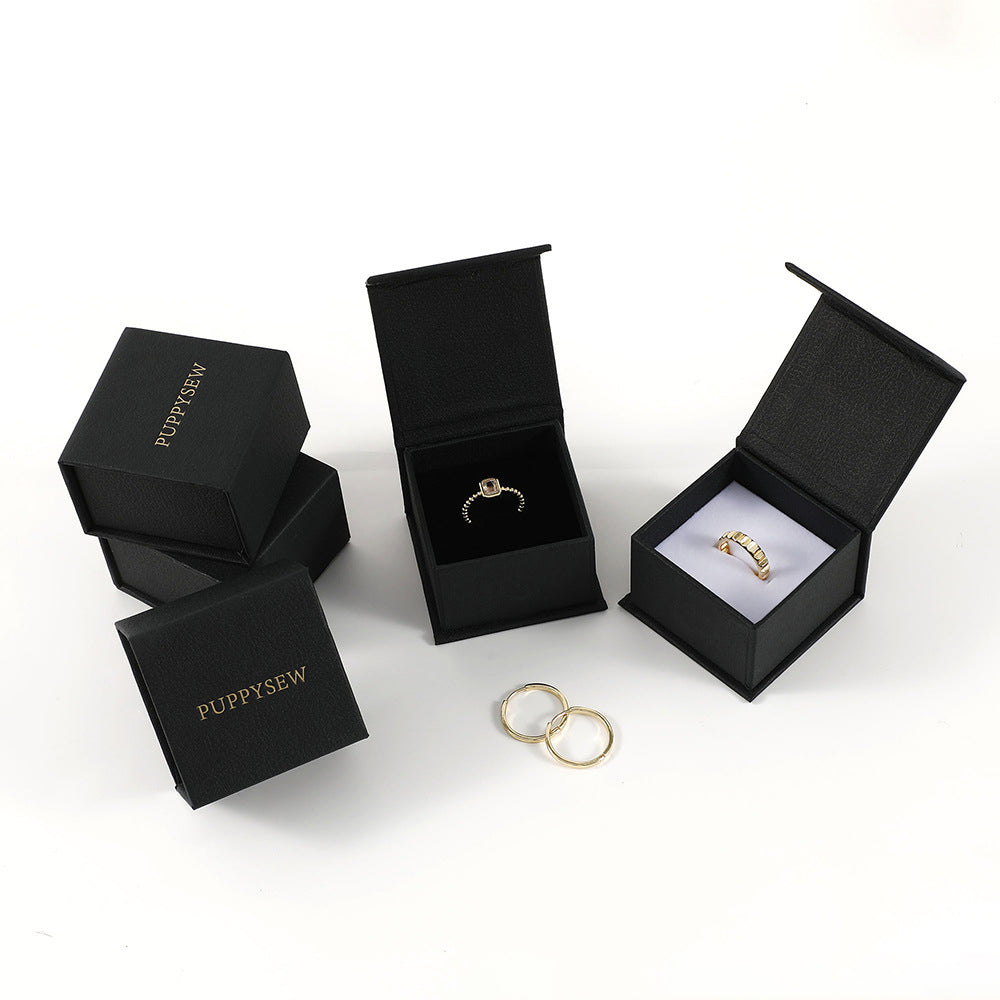 100Pcs Custom Logo Paper Flip Lid Jewelry Ring Boxes Wholesale – Small Magnetic Gift Packaging for Engagement Rings, Wedding Bands & Proposal