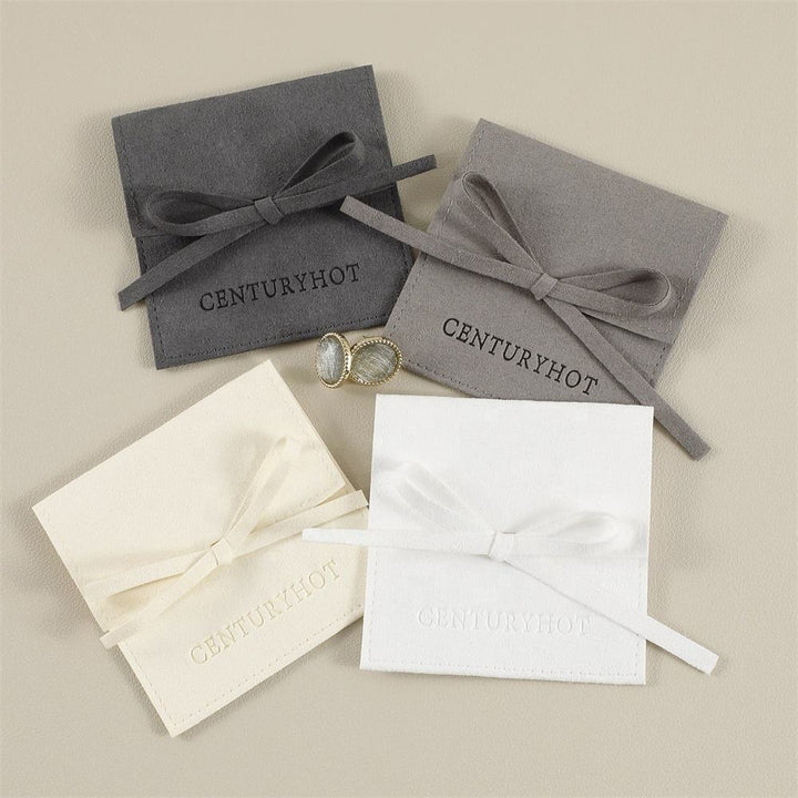 100pcs Custom Microfiber Jewelry Pouch – Envelope-Style with Strap Closure & Custom Logo for Rings, Earrings & Necklaces Wholesale