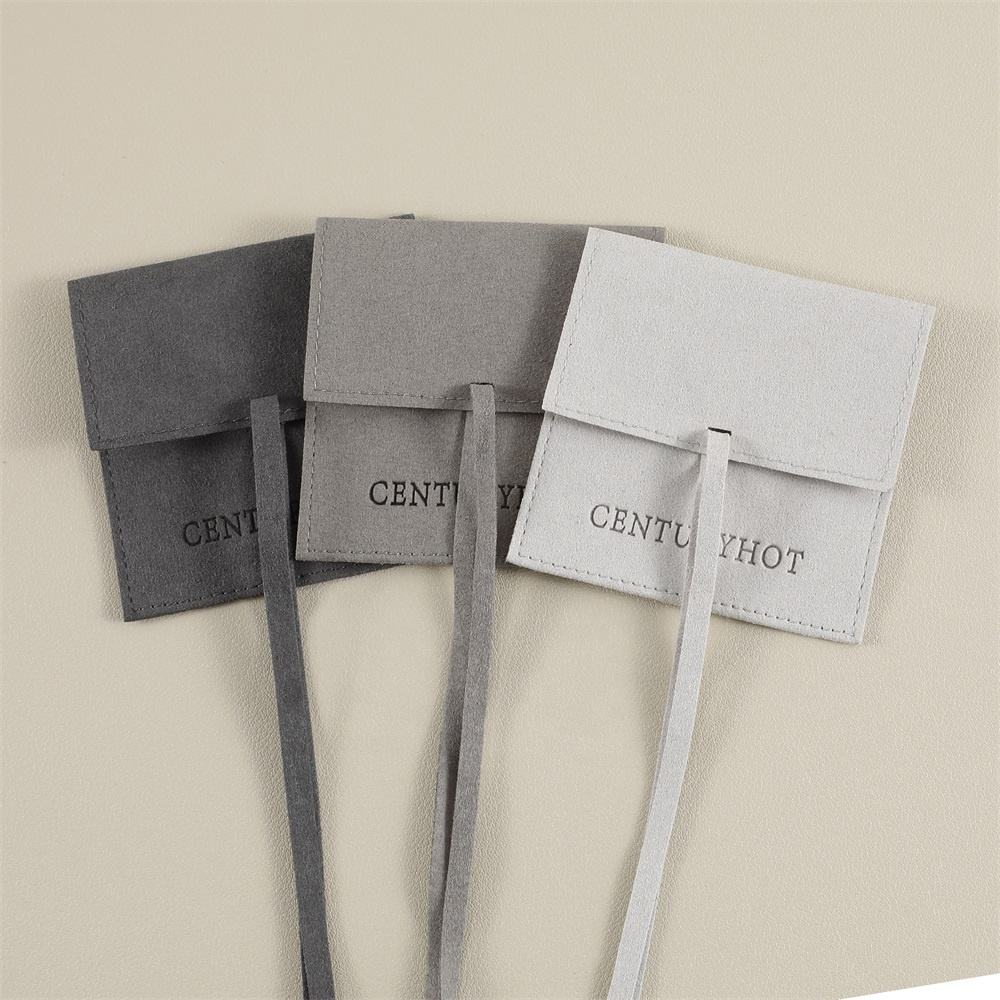 100pcs Custom Microfiber Jewelry Pouch – Envelope-Style with Strap Closure & Custom Logo for Rings, Earrings & Necklaces Wholesale