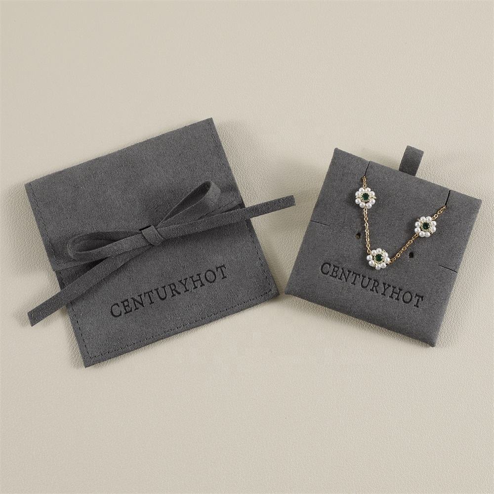 100pcs Custom Microfiber Jewelry Pouch – Envelope-Style with Strap Closure & Custom Logo for Rings, Earrings & Necklaces Wholesale