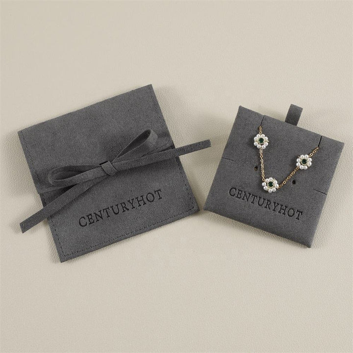 100pcs Custom Microfiber Jewelry Pouch – Envelope-Style with Strap Closure & Custom Logo for Rings, Earrings & Necklaces Wholesale