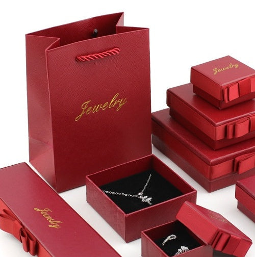 200 Mother’s Day Jewelry Packaging Set – Side Bow Gift Box with Matching Paper Bag, Custom Logo Wholesale