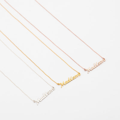 Custom Name Necklace With Butterfly - Solid 14K | 18K Gold