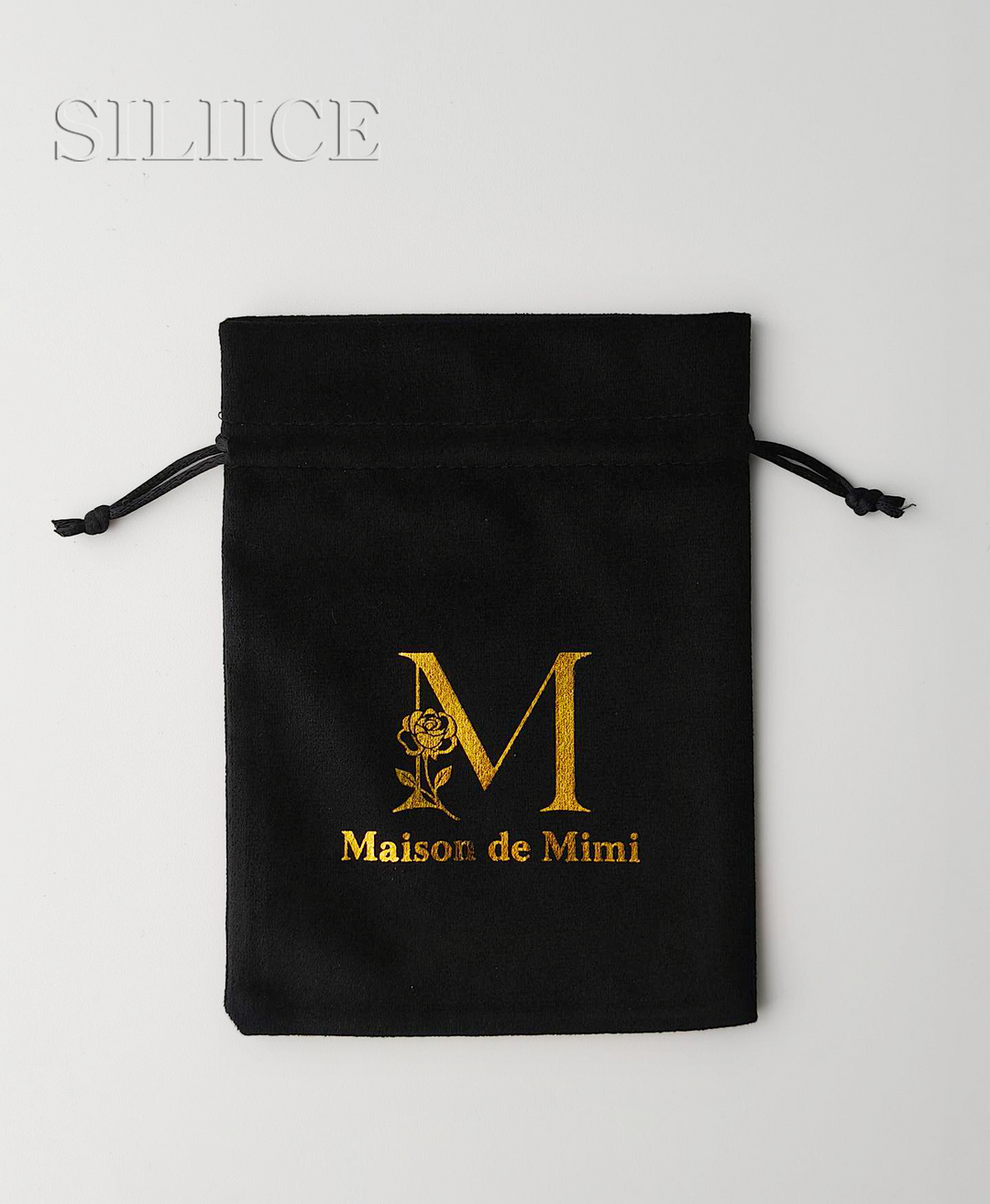 100pcs Custom Screen-Printed Logo Velvet Drawstring Pouches with Flower Top – Jewelry, Gifts, Cosmetics, Boutique Packaging