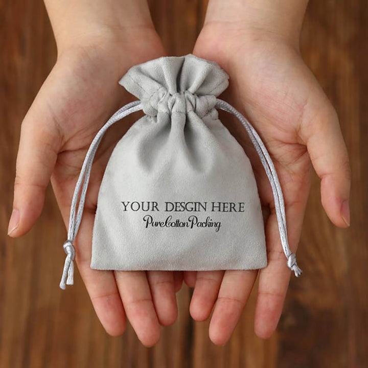 100pcs Custom Screen-Printed Logo Velvet Drawstring Pouches with Flower Top – Jewelry, Gifts, Cosmetics, Boutique Packaging