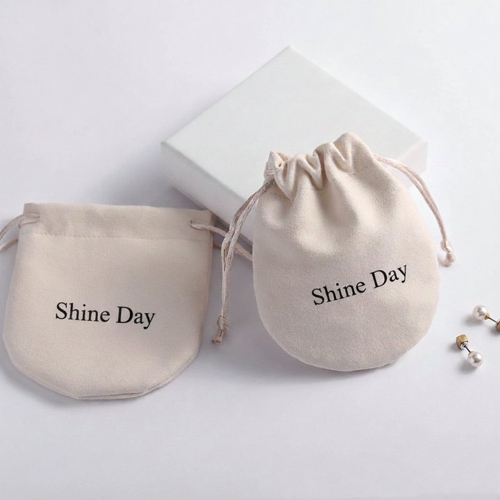 100pcs Custom Logo & Size Velvet Half Round Drawstring Bags – Personalized Pouches for Jewelry, Gifts, Accessories, Boutique Packaging