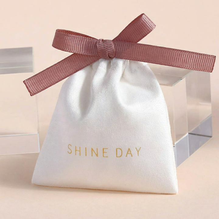 100pcs Custom Logo Velvet Drawstring Pouch with Middle Knot – Jewelry, Gifts, Cosmetics, Accessories Packaging