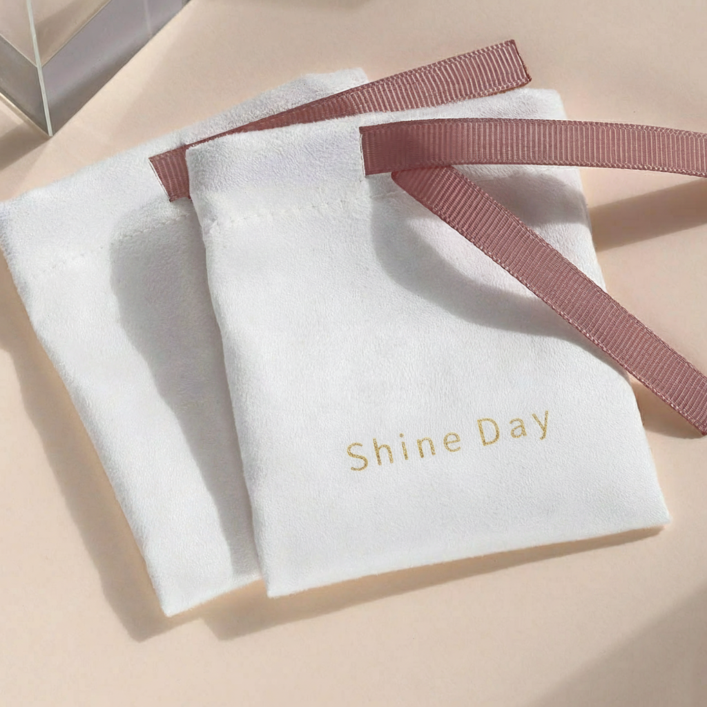 100pcs Custom Logo Velvet Drawstring Pouch with Middle Knot – Jewelry, Gifts, Cosmetics, Accessories Packaging