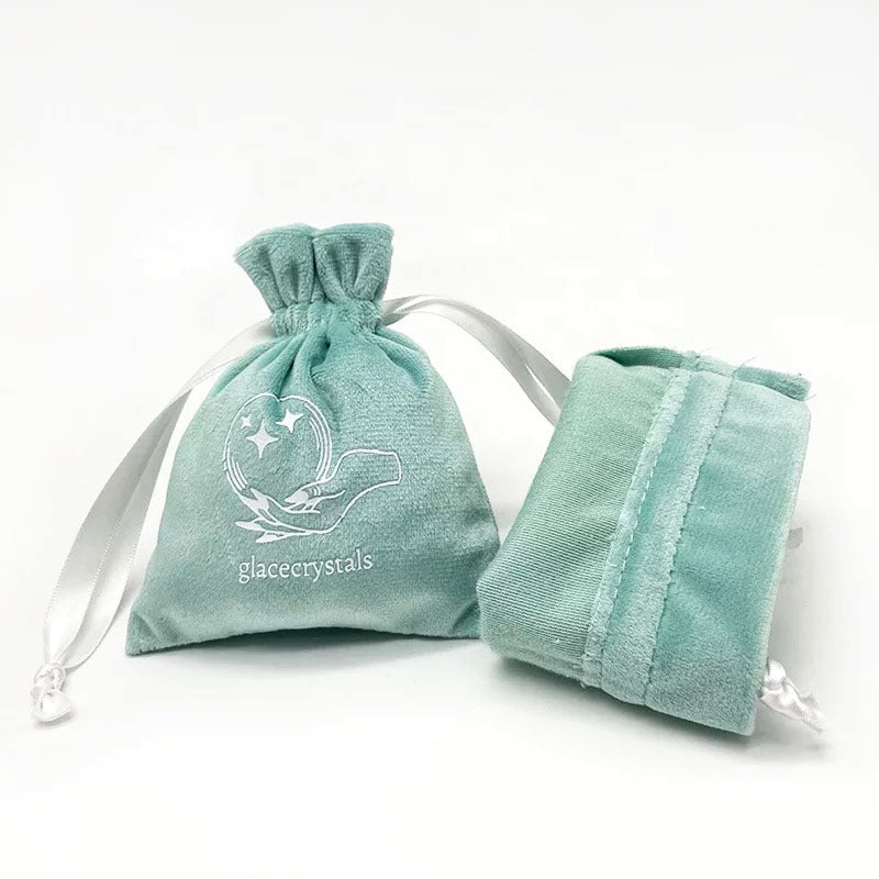 100pcs Custom Logo Velvet Pouches with Satin Drawstring – Jewelry, Gifts, Cosmetics, Boutique Packaging
