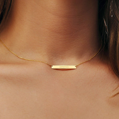 Custom Bar Necklace - Mother's Day Present, Dainty Bar - Personalized Name Plate Necklace - Delicate Layering Necklace