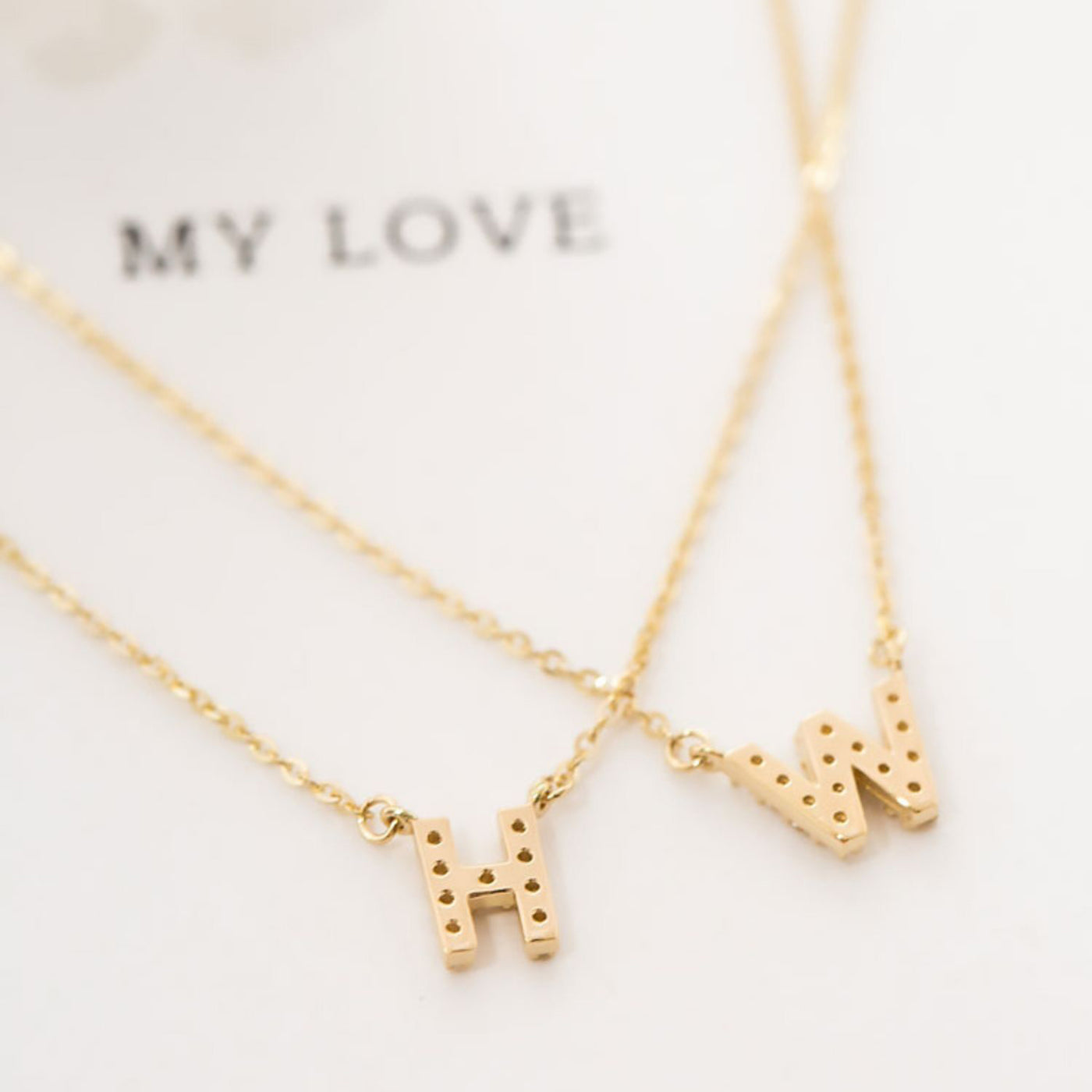 Custom Initial Full Diamond Necklace - Solid 18K Gold