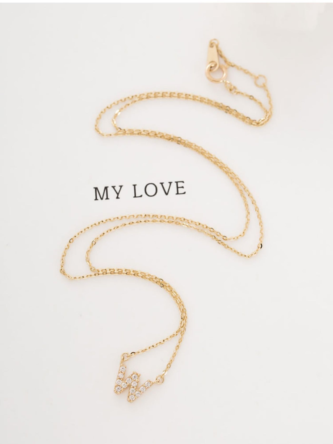 Custom Initial Full Diamond Necklace - Solid 18K Gold