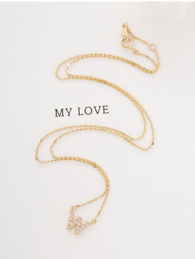 Custom Initial Full Diamond Necklace - Solid 18K Gold