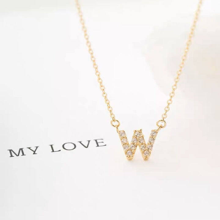 Custom Initial Full Diamond Necklace - Solid 18K Gold