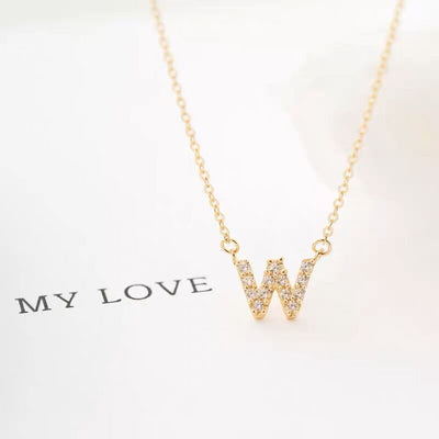 Custom Initial Full Diamond Necklace - Solid 18K Gold