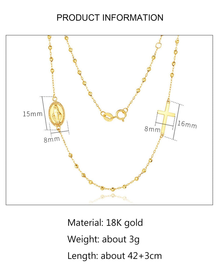 Solid 18K Gold Italian Cross Necklace
