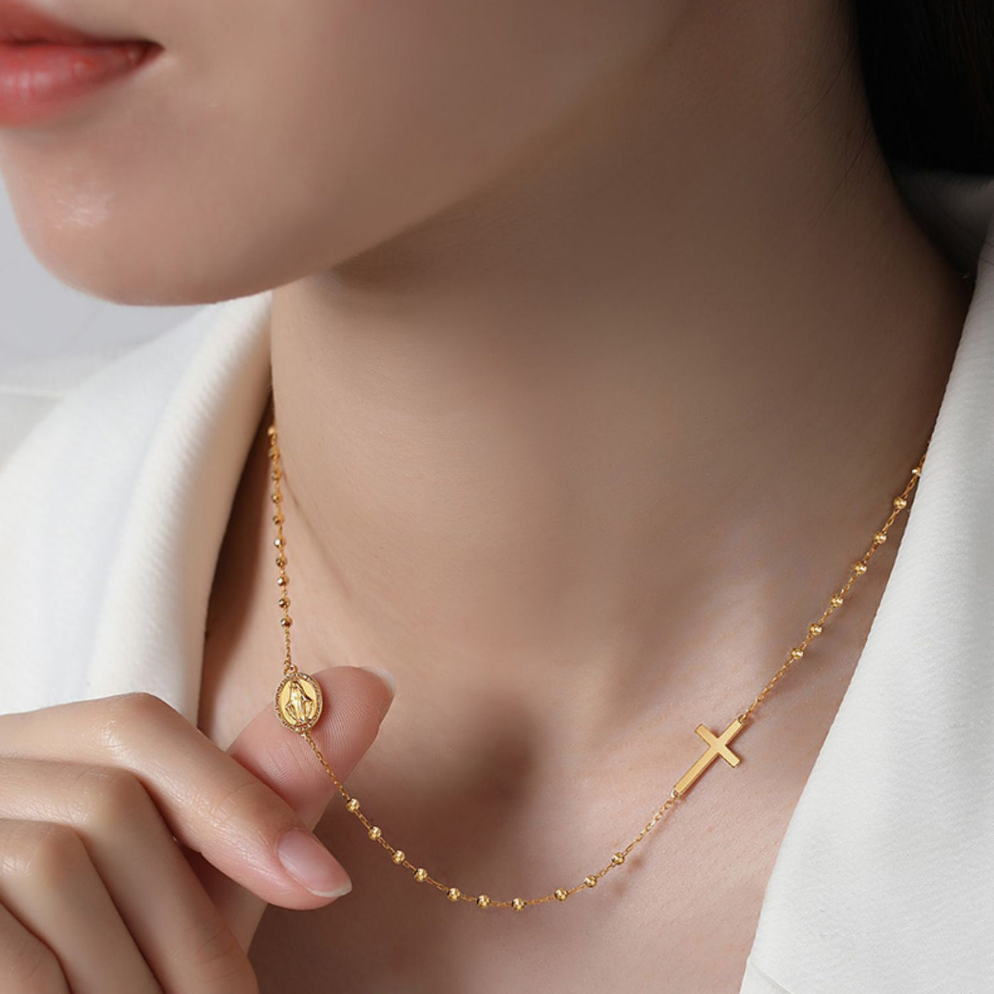 Solid 18K Gold Italian Cross Necklace