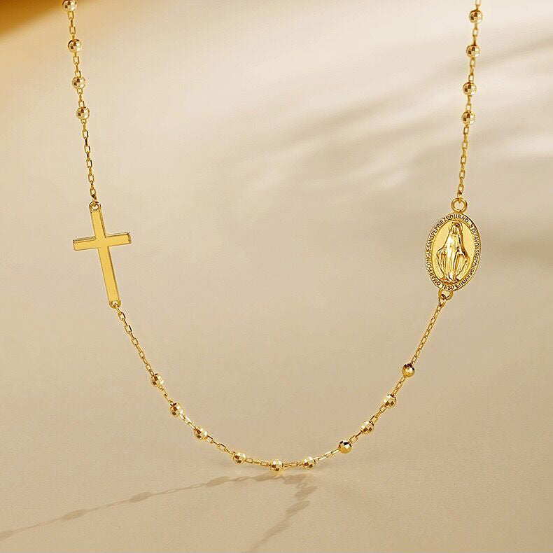 Solid 18K Gold Italian Cross Necklace