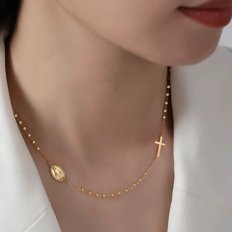 Solid 18K Gold Italian Cross Necklace