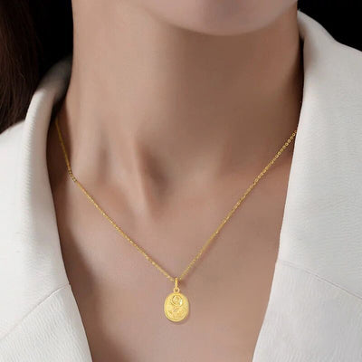 Solid 18K Gold Rose Necklace