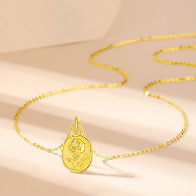 Solid 18K Gold Rose Necklace