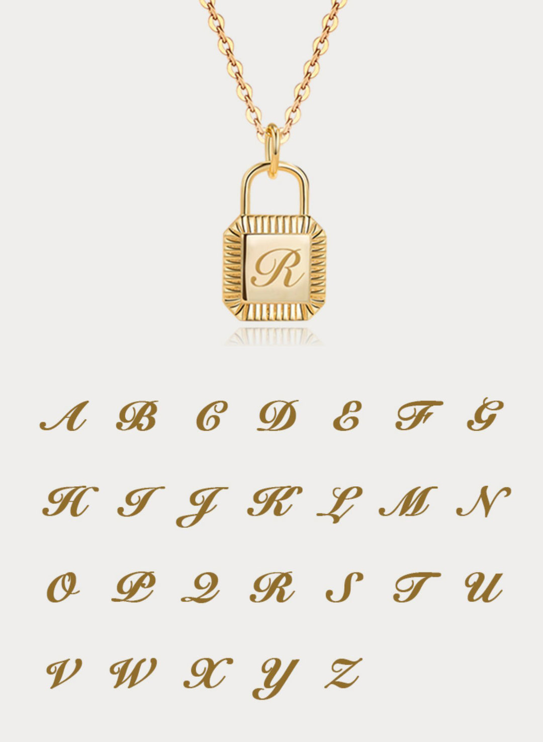 Custom Letter Lock Diamond Necklace - Solid 18K Gold