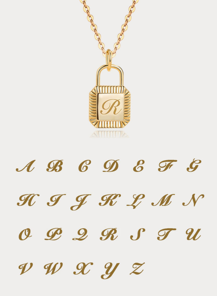 Custom Letter Lock Diamond Necklace - Solid 18K Gold
