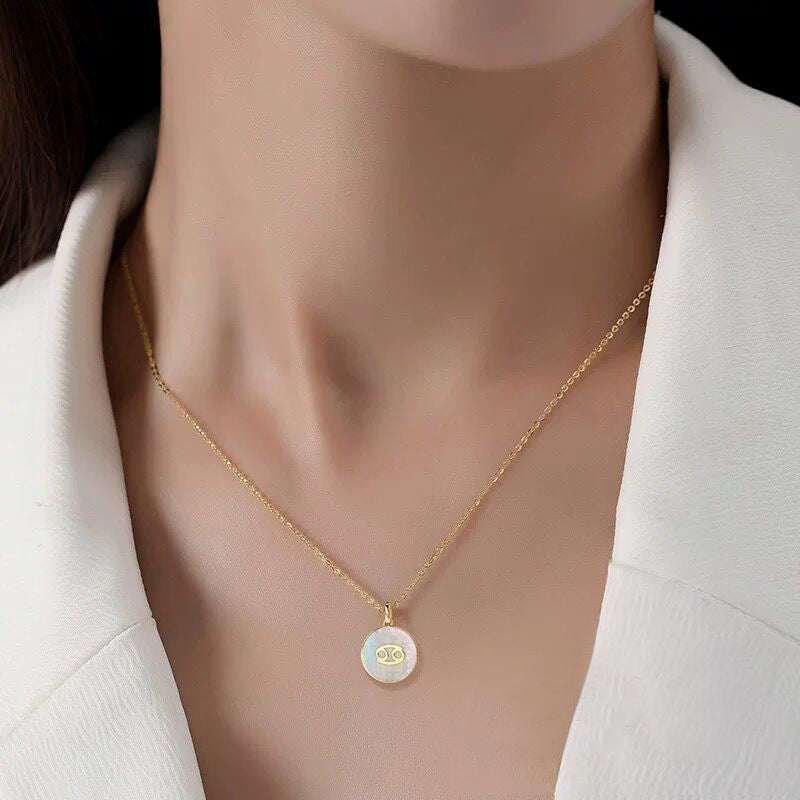 Solid 18K Gold Constellation Mother of Pearl Necklace