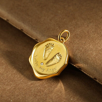 Custom Handprint Footprint Necklace For Baby-Baby Birthday Card-Solid 18K Gold