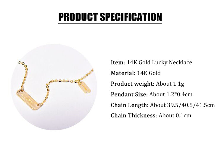 Solid 14K Gold Lucky Necklace