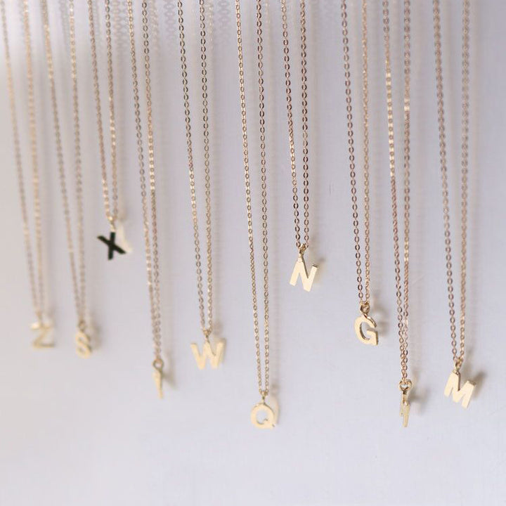 Mini Solid 14K Gold Initial Necklace